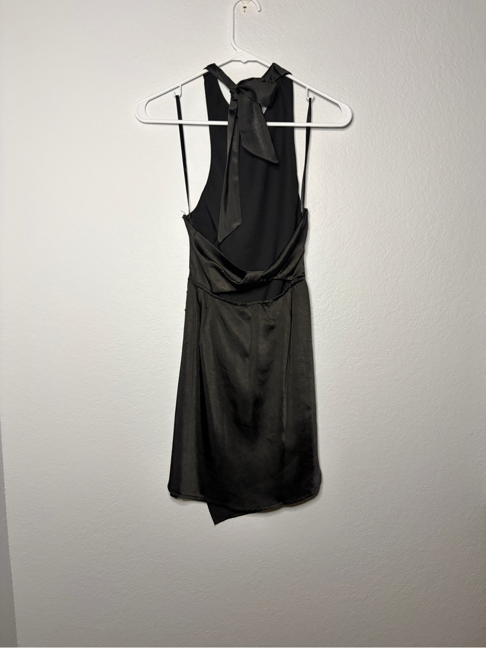 Hello Molly Heavy Heart Black Satin Halter Mini Dress - Picture 4 of 7